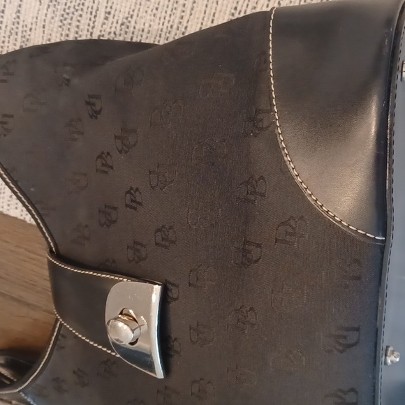 Dooney & Bourke Black Logo Canvas & Leather Shoulder Bag - Picture 15 of 16